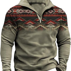 Western Sweatshirts for Men Aztec Cowboy Vintage Graphic Fleece Hoodie Mens Quarter Zip Pullover Country Jacket