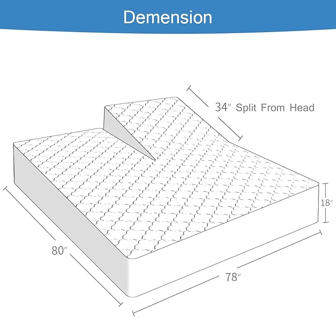 Split Top King Mattress Pad Waterproof Protector, Quilted Mattress Cover Fitted for Adjustable Bed 32"-34" Top Split from Head, Deep Pocket Mattress Protector Up to 18", White (Cover Only)