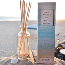 Urban Naturals Ocean Mist & Sea Salt Reed Diffuser Set | Made with Essential Oils & Real Seashells | Decorative Air Freshener Room Diffuser