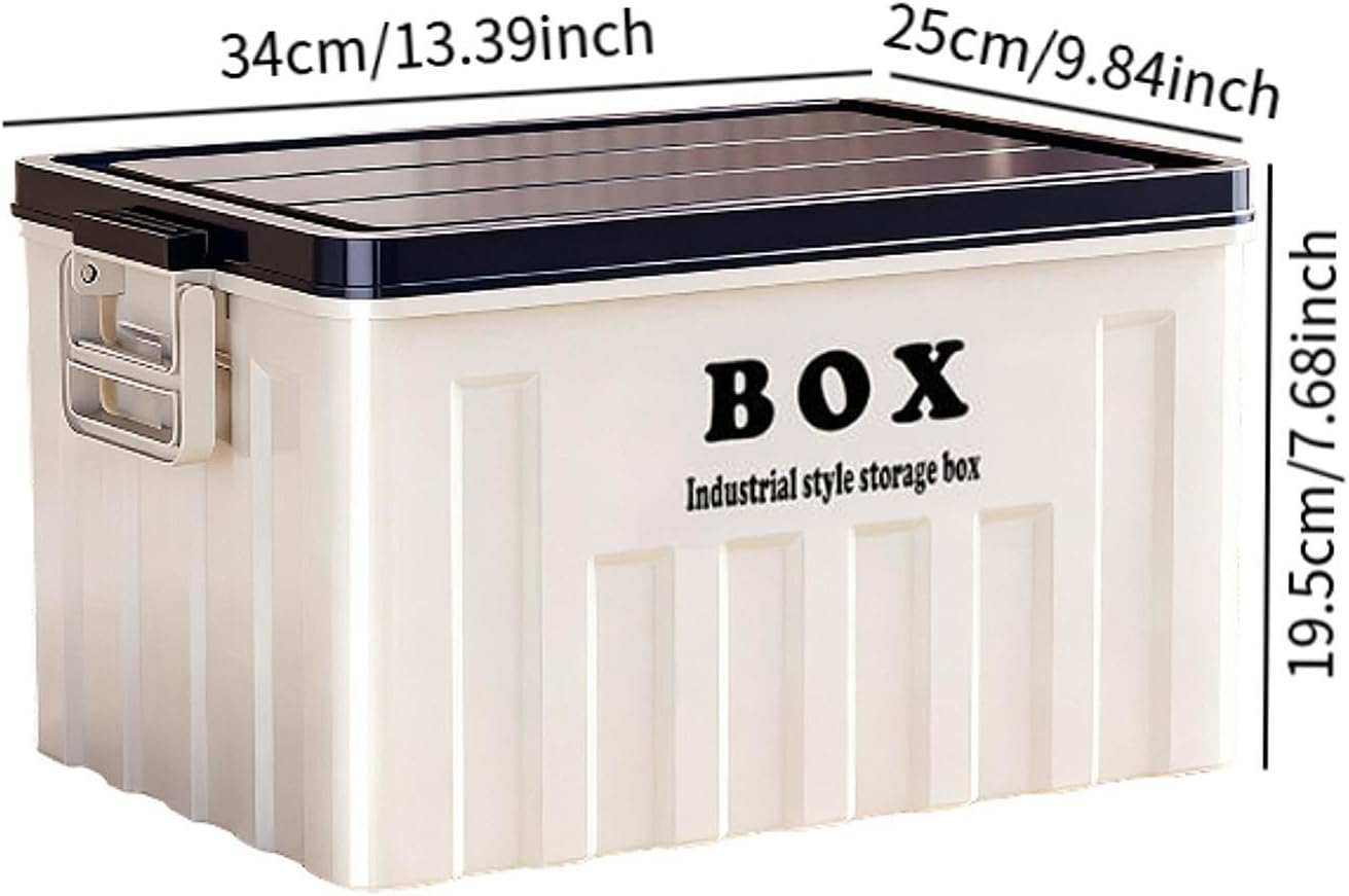Multipurpose Storage Box with Lid, Carrying Bag, Space-Saving Trunk Organizer, Storage Box with Lid for Tools, Books, Toys, White Blue