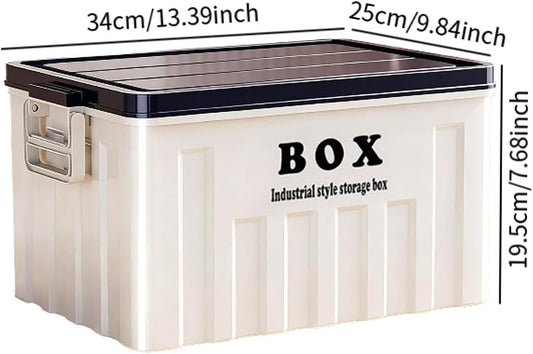 Multipurpose Storage Box with Lid, Carrying Bag, Space-Saving Trunk Organizer, Storage Box with Lid for Tools, Books, Toys, White Blue