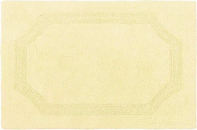 Laura Ashley - Reversible Cotton Bath Mat, Premium Bathroom Décor, Machine Washable Bathroom Rug, Highly Absorbent, 17"x24", Yellow (Pack of 6)