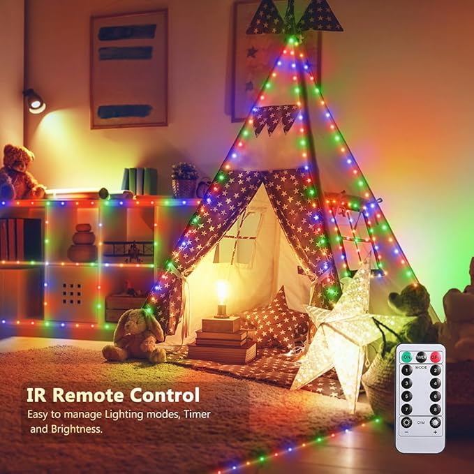 Battery Operated String Lights (2 Pack), 16.5ft 50 LED Fairy String Lights Battery Powered with Remote & Timer for Indoor Outdoor Christmas Trees Wreath Decoration Bedroom Patio - Multicolor