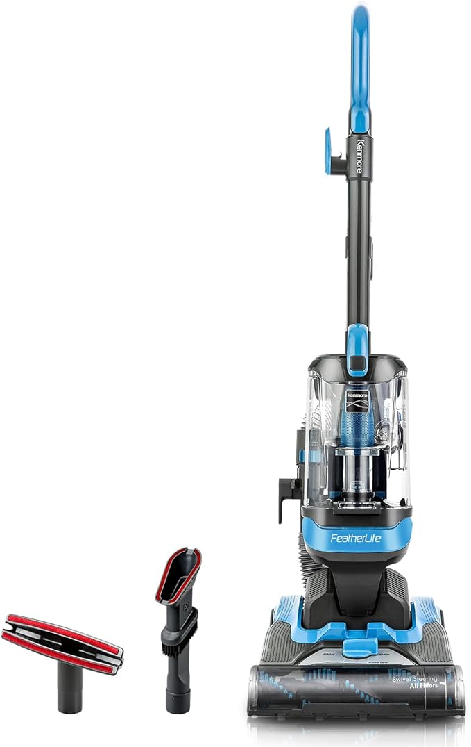 Kenmore DU1040 Bagless Upright Vacuum Lightweight Cleaner with 4 Height Adjustment, Swivel Steering Design, 2 Cleaning Tools for Carpet and Hard Floor, Blue