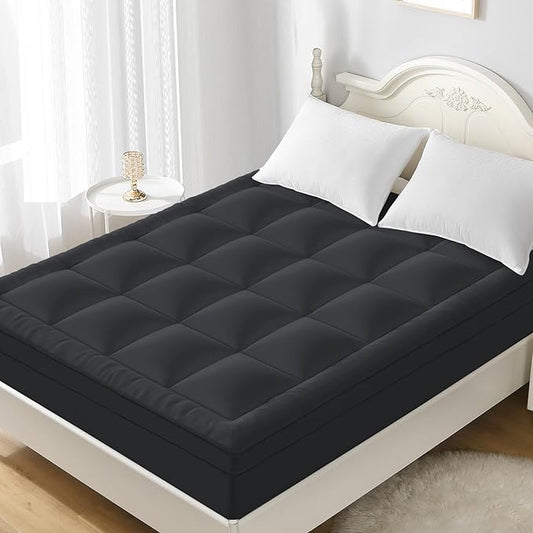 YUGYVOB King Mattress Topper - 800GSM Extra Thick Cooling & Breathable Mattress Pad with Deep Pocket 8"-21" & Soft Down Alternative Filling, Grey