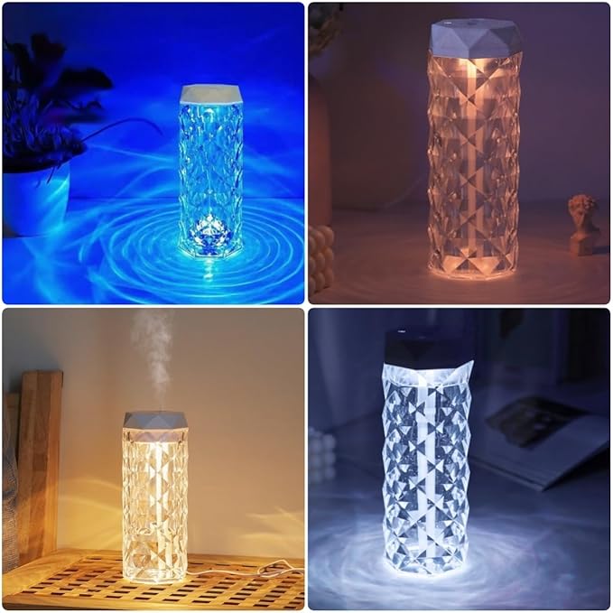 Portable Small Humidifier Dual Nozzle - Large Cool Mist Humidifiers Double Spray Ports, Water Shortage Protection, Ultra-Quiet, Mini Humidifier for Bedroom Plants Office Car Travel (Crystal Lamp)