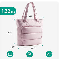 BAGSMART Tote Bag for Women, Lightweight Puffy Tote Bag with Compartments Shoulder Bag Handbag for Travel, Work, Gym