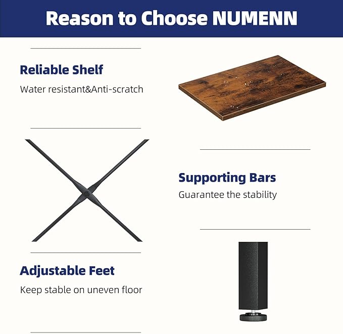 NUMENN 6-Tier Bookshelf Triple Column Bookcase with 17 Adjustable Open Display Shelves, Modern Book Shelves，Rustic Industrial Style Bookshelves for Bedroom, Living Room and Home Office, Vintage