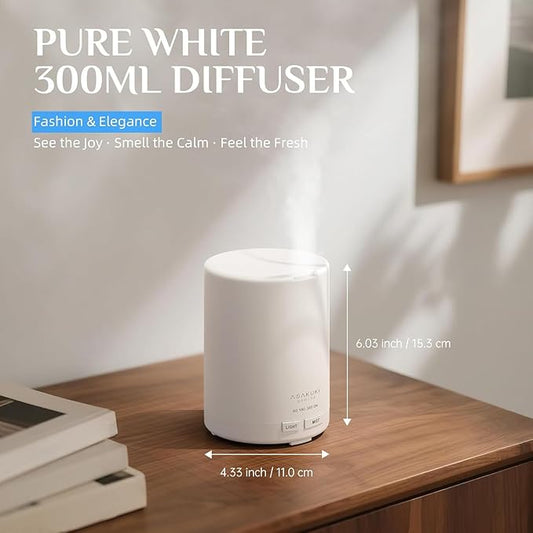 ASAKUKI Essential Oil Diffuser, 5-in-1 Quiet Humidifier, Home Fragrance Aroma Diffuser with 7 LED Color Changing Light and Auto-Off Switch (Pure White)