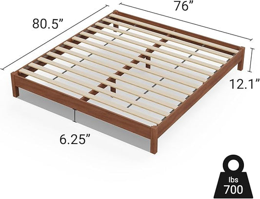 LIFEMENT King Signature Wood Platform Bed Frame Cherry, Noise-Free, Under Bed Storage, No Box Spring Needed, Easy Assembly