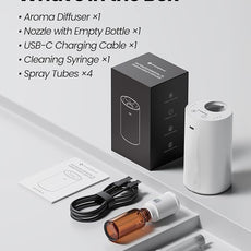 Waterless Essential Oil Diffuser, Portable Aromatherapy Diffuser with 20mL Capacity, Battery Operated Mini Scent Diffuser,3 Mist Levels & Timers, Leak-Free, for Home, Car, Office (White)