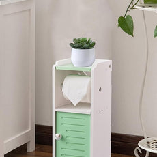 AOJEZOR Toilet Paper Holder Stand: Freestanding PVC Cabinet Storage for Small Bathroom Spaces for Homes and Renters-Mint Green