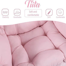 Tiita Lazy Chair with Ottoman, Modern Large Accent Lounge Armchair, Comfy Leisure Sofa Reading Chair with Footrest for Bedroom, Living Room, Dorm Rooms, Garden and Courtyard, Pink