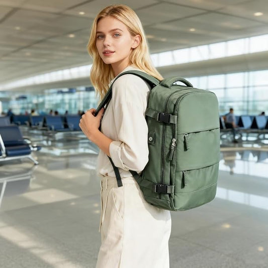 suwasp Vacuum Backpack Travel with Electric Vacpack Pump, Vacuum Compression Bags Travel Backpack for Women Men, Flight Approved Waterproof Carry on Backpacks Laptop Work Weekender Daypack, Green
