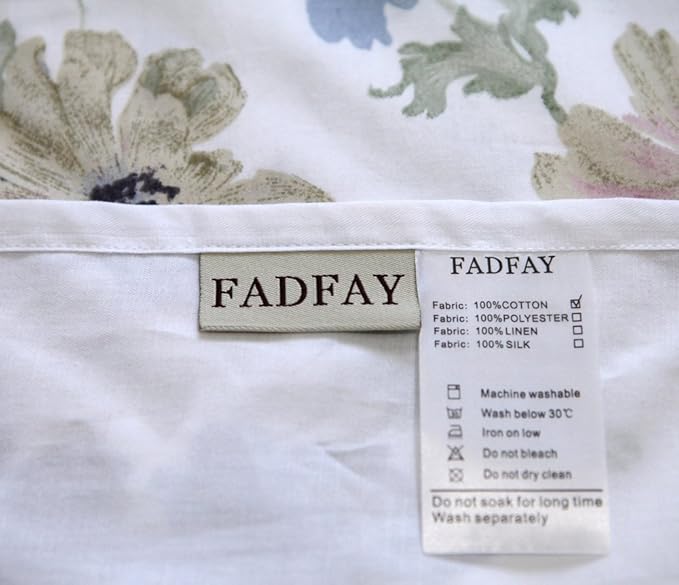 FADFAY 4-Piece Shabby White Floral Bed Sheet Set Cotton Bed Sheets, Twin