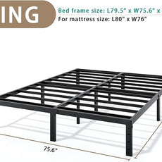 Metal Bed Frame King Size - 12 Inch Heavy-Duty King Platform Bed Frame No Box Spring Needed, Easy Assembly, Noise-Free, Sturdy Mattress Foundation, Underbed Storage Space