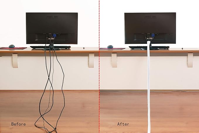 Alex Tech 10ft - 1/2 inch Cord Protector Wire Loom Tubing Cable Sleeve Split Sleeving for USB Cable Power Cord Audio Video Cable - Protect Cat from Chewing Cords - White