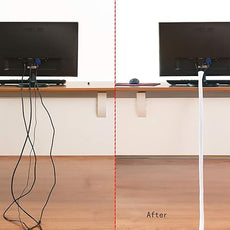 Alex Tech 20ft - 1.5 inch Cord Protector Wire Loom Tubing Cable Sleeve Split Sleeving for USB Cable Power Cord Audio Video Cable - Protect Cat from Chewing Cords - White