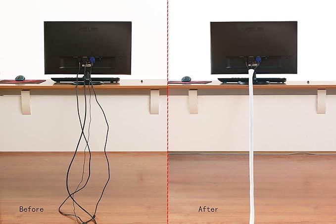 Alex Tech 25ft - 1.25 inch Cord Protector Wire Loom Tubing Cable Sleeve Split Sleeving for USB Cable Power Cord Audio Video Cable - Protect Cat from Chewing Cords - White