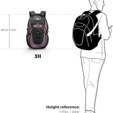 Swissdigital Design Laptop Backpack with USB Charging Port, Travel Backpack Fits 15.6 inches Computer, 31L College School Backpack for Women, Light Purple/Black | SD803-85