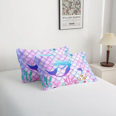 CVHOUSE Mermaid Comforter Set - King Size, 3 Pcs (1 Comforter, 2 Pillowcases) with Mermaid Scale Bedding, Bedspread, Duvet and Quilt