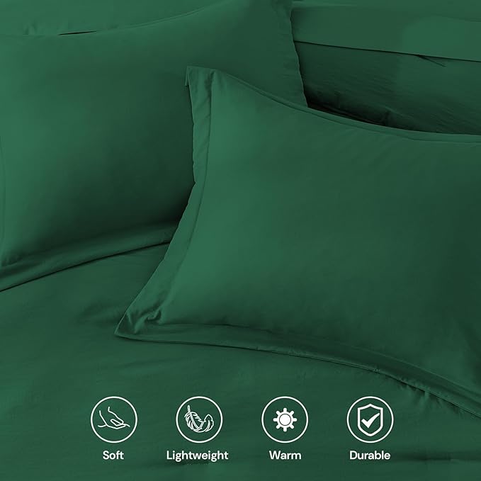 WRENSONGE Queen Comforter Set- 7 Pieces Soft Emerald Green Bed in a Bag with Fitted Sheet, Flat Sheet, 2 Pillow Shams, and 2 Pillowcases- Warm Bedding Sets Queen for All Season