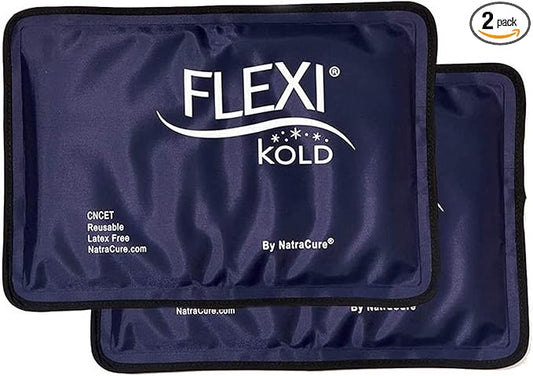 2 FlexiKold Gel Ice Packs - Ice Packs for Injuries Reusable, Back Pain Relief, Knee Ice Pack Wrap, After Surgery, Ice Pack for Knee - 6303-COLD-2PK by NatraCure - Medium – 2PK