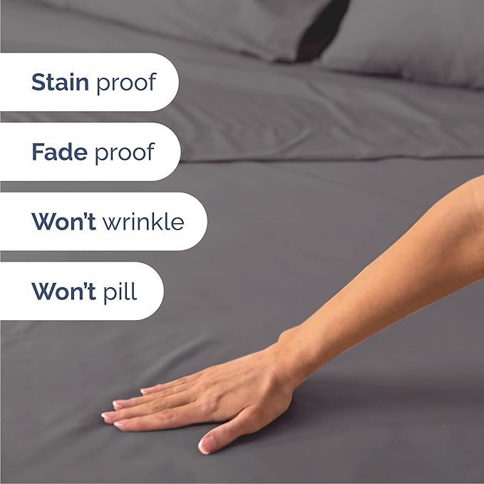 Cal King 6 Piece Sheet Set - Cooling & Breathable Bed Sheets - Hotel Luxury Bed Sheets for Women, Men, Kids & Teens - Deep Pocket Bedding w/Easy Fit - Soft & Wrinkle Free - Cal King Dark Grey Sheets