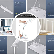 TECHNOVA LED Desk Lamp with 5 Color Temperatures | Sliding Stepless Dimming & One-Touch Timer | Foldable & Portable Design for Office/Study/Nail Art | USB Charging & Four-Axis Rotation for Small Desks