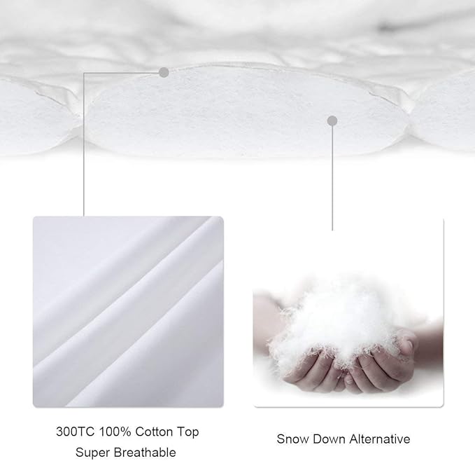 LEISURE TOWN Mattress Pad TwinXL Size Soft Cotton Mattress Cover,Quilted Fitted Mattress Topper with Deep Pocket fits 8-21 inch Mattress,Breathable Fluffy Pillow Top,Cooling Mattress Protector, Grey