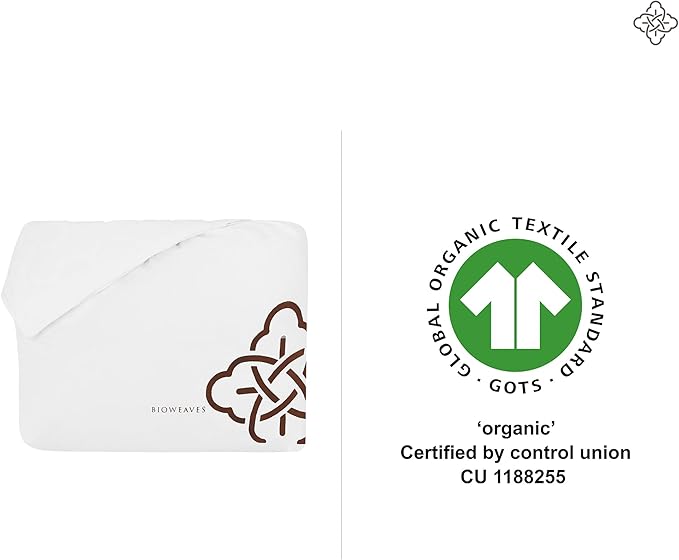 Bioweaves 100% Organic Cotton Mattress Pad Cover, GOTS Certified Cooling 300GSM Quilted Fitted Mattress Topper & Protector with Soft Cotton Wadding - White, 20 Inch Deep Pocket, Twin XL