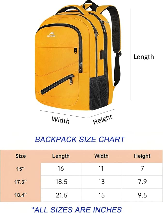 MATEIN 18.4 Inch TSA Approved Backpack, Extra Large 50 L Outdoor Carryon Backpack with Seperated Laptop Compartment, Work Travel Daypack with USB Charging Port, Creative Gifts for Men Women