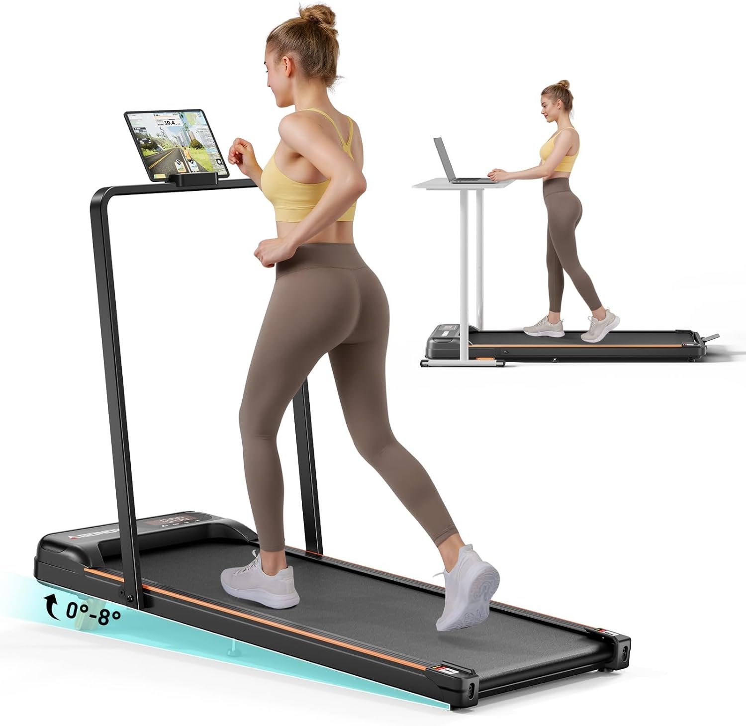 Walking Pad, Under Desk Treadmill with Incline for Home Office 2.5HP Portable Walking Treadmill with 265 Lbs Weight Capacity Walking Machine, Remote Control, LED Display Dormly