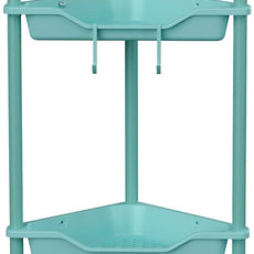 Orimade Rustproof 4 Tier Floor Standing Corner Shower Caddy Organizer, Plastic Metal Splicing Floor Corner Shelf Rack Stands for Bathroom, Blue