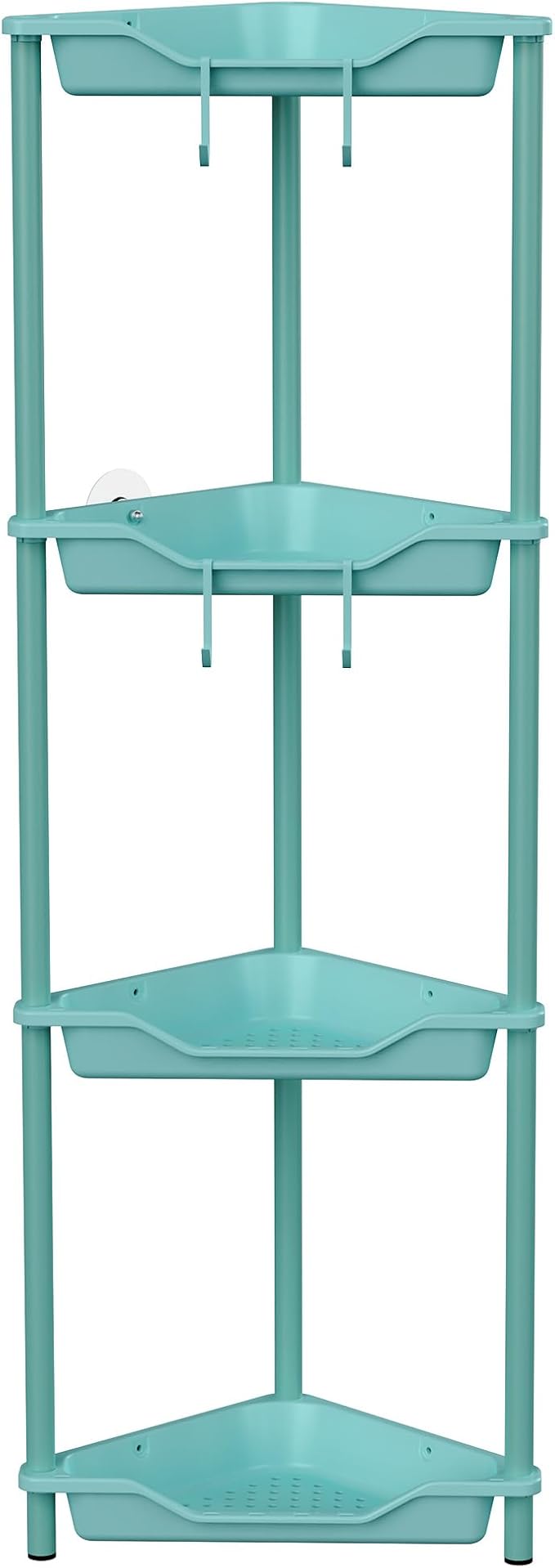 Orimade Rustproof 4 Tier Floor Standing Corner Shower Caddy Organizer, Plastic Metal Splicing Floor Corner Shelf Rack Stands for Bathroom, Blue