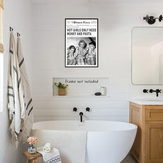 Vintage Women Times Newspaper Canvas Wall Art Black and White Aesthetic Poster Funky Hot Girl Eating Pasta Fashion Prints for Italian Kitchen Bar Cart Girly Dorm Room Art Posters 12x16inch Unframed