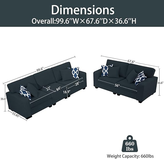 Legend Vansen Modular Sectional Sofa U Shaped Couch with Ottoman Modern Reversible Corner Sectional Couch for Living Room (Charcoal, 2+3)