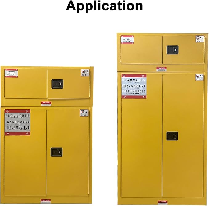 koxuyim Industry Safety Cabinet, 2 Door Fire Cabinets, 18" x 43" x 18", 12 Gallon Manual Close Piggyback Flammable Storage, 18 Gauge Steel, Yellow (18" x 43" x 18")