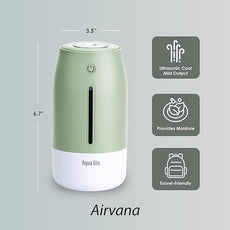 Aqua Glo Personal, Portable Humidifiers for Bedroom – Ultrasonic Cool Mist Humidifier with Built In Rechargeable Battery. Air Humidifier for Baby, Plants, Home, Office, Travel. Mint Green