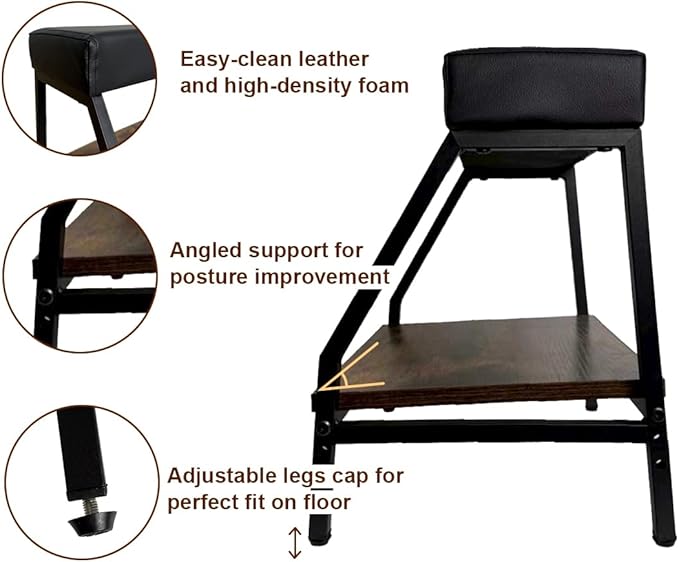 Double Step Under Desk Footrest - 15.7" H Ergonomic Adjustable Foot Stool for Office, Relieves Lower Back & Hip Pressure, Comfortabl Home Office Desk Computer Foot Rest