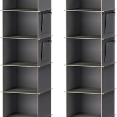 YOUDENOVA Hanging Closet Organizer, 6-Shelf Closet Hanging Storage Shelves, 2 Packs, Grey