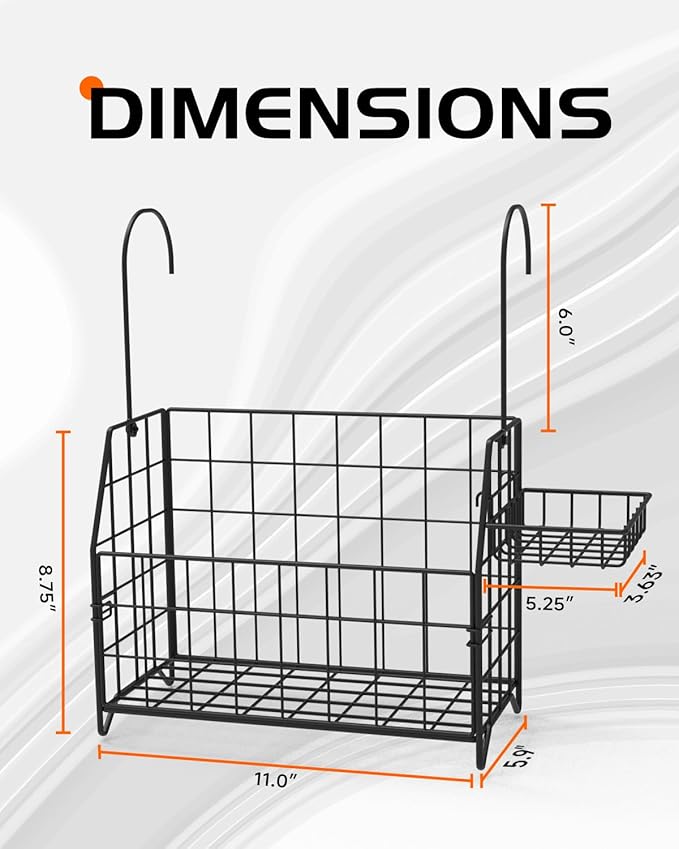 Large Rustproof Shower Caddy Hanging, 304 Stainless Steel Hanging Shower Organizer Basket for Bathroom & Bathtub, Over the Rod Shower Rack for Shampoo, Conditioner, Soap & Bath Accessories(Black)