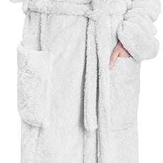 PAVILIA Women Hooded Plush Soft Robe | Fluffy Warm Fleece Sherpa Shaggy Bathrobe