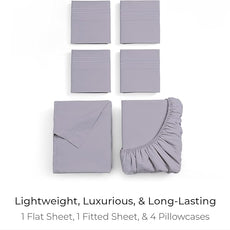 Mellanni Queen Sheet Set - 6-Piece Iconic Collection Bedding, (Including 4 Pillowcases), 16-Inch Deep Pocket, Easy Care, Extra Soft, Cooling Sheets, Brushed Microfiber - Lavender