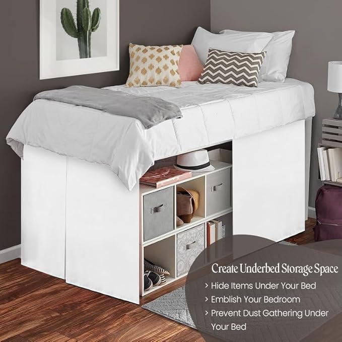 600TC -Dorm Bed Skirt - Split Corner Tailored Dorm Sized Bed Skirt - Dorm Room Essentials - Dorm Bed Skirt 100% Egyptian Cotton - Dorm Décor Bed Skirt Twin XL - 44" Drop (Moss, Solid)