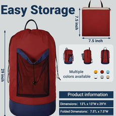 Laundry Bag with Shoulder Straps and Mesh Pocket Laundry Backpack Large Portable Laundry Hamper for College Laundromat Apartment