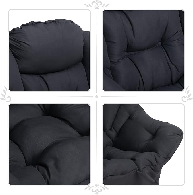 HollyHOME Lazy Chair with Armrest and Side Pocket, Comfy Accent Lounge Chair,Leisure Sofa Armchair for Living Room, Bedroom, Dorm, or Small Spaces, Oversized Reading Sofa Chair,Black