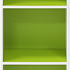 Furinno LUDER Book Shelf, 3-Cube Bookshelf, Bookcase with Open Shelves, 9.3 x 12 x 31.5, for Living Room, Bedroom, Home Office, White/Green