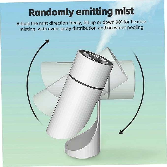 Mini Humidifier USB Rechargeable Desktop Humidifier with Night Light & Timer Quiet Personal Cool Mist for Bedroom, Office, Travel & Car, Ich Dekor