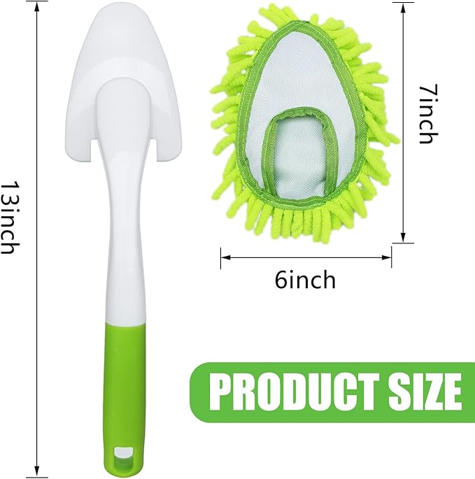 Microfiber Duster for Cleaning, Hand Washable Dusters with 4 pcs Replaceable Microfiber Head,Wet and Dry Use, Detachable Cleaning Supplies for Office, Car, Window, Furniture, Wall